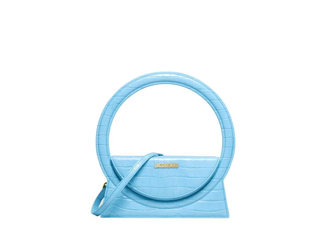 Jacquemus Jacquemus Le Sac Rond In Crocodile-Effect Leather With Gold Metal Hardware Croco Blue