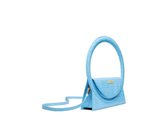 Jacquemus Jacquemus Le Sac Rond In Crocodile-Effect Leather With Gold Metal Hardware Croco Blue - view 3
