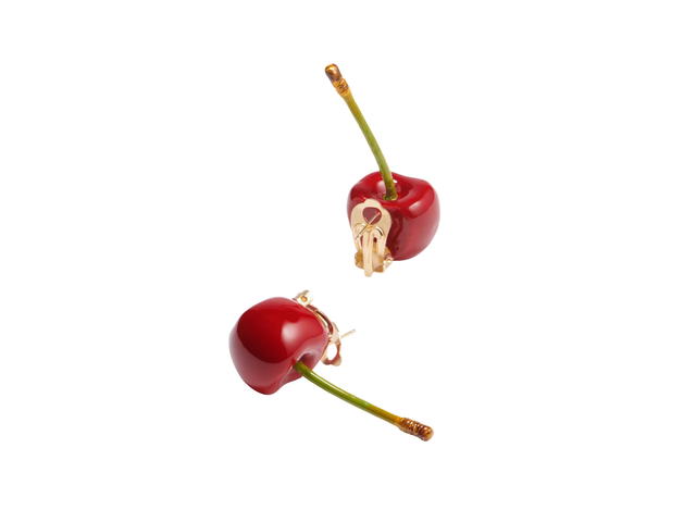 Jacquemus Jacquemus Les Boucles Cerise In Brass-Enamel Cherry Earrings Red - view 3