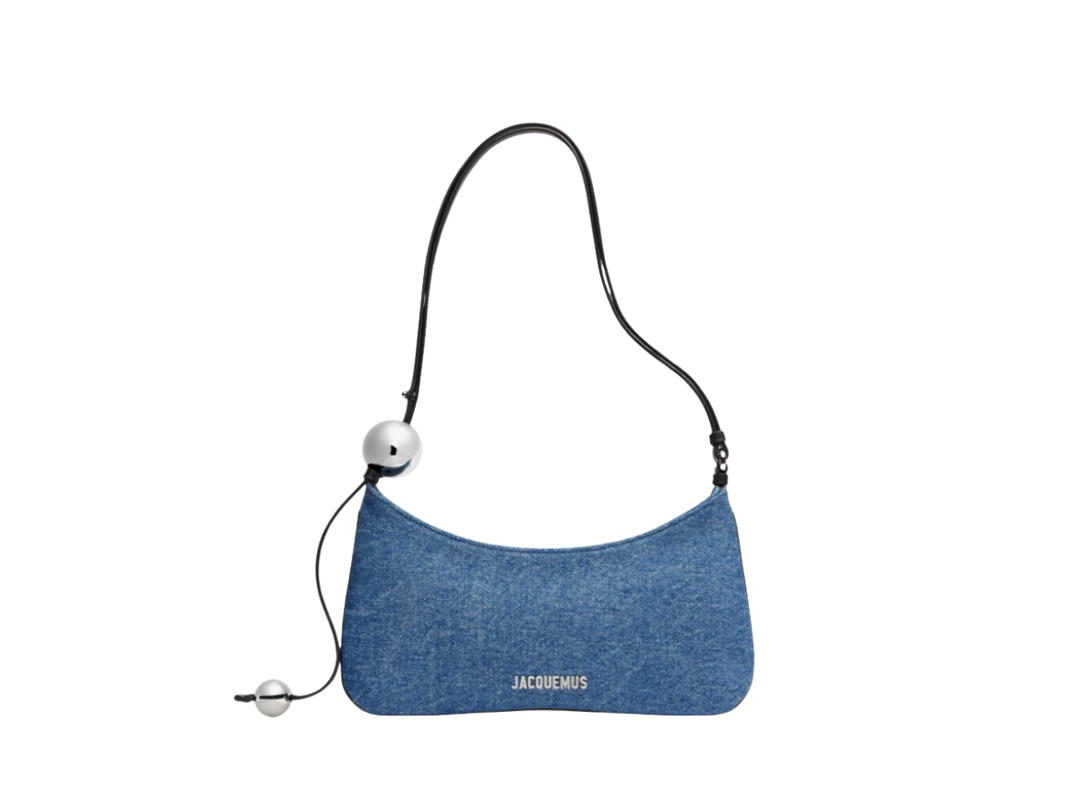Jacquemus Jacquemus The Bisou Perle In Denim With Gold Metal Logo And Hardware Blue