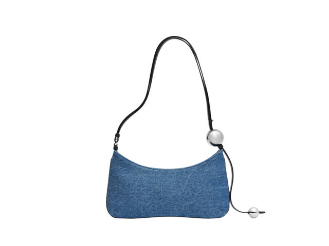 Jacquemus Jacquemus The Bisou Perle In Denim With Gold Metal Logo And Hardware Blue - view 3
