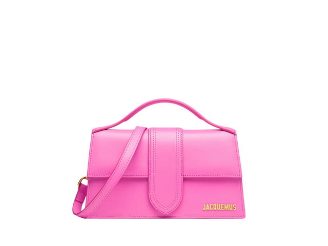 Jacquemus Jacquemus The large Bambino Crossbody flap bag In Smooth leather structured With Gold metal logo hardware Neon Pink - view 1