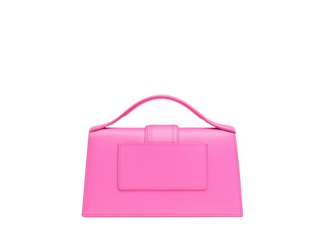 Jacquemus Jacquemus The large Bambino Crossbody flap bag In Smooth leather structured With Gold metal logo hardware Neon Pink - view 2
