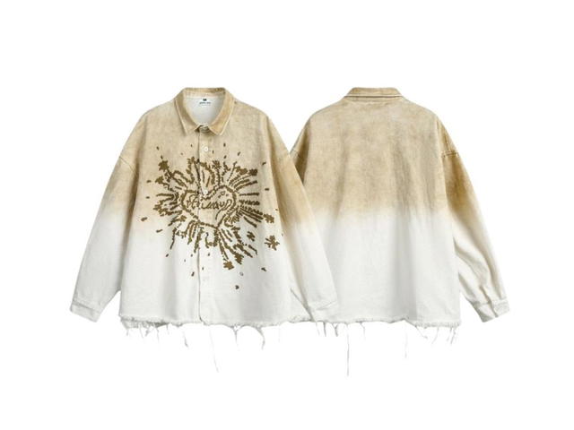 Jeera 168 Jeera 168 Khaki Diffuse Heart Two Tone Shirt - view 3