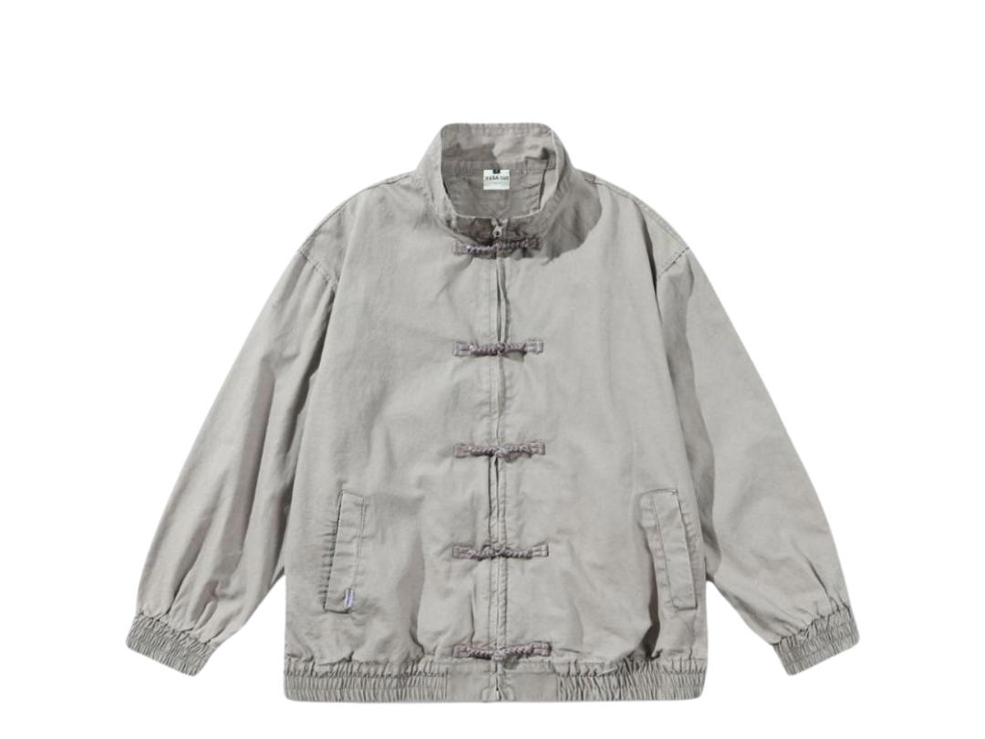 Jeera 168 Jeera 168 Light Gray Chinese Collar Zipper Jacket