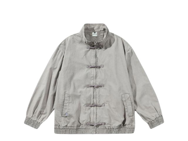 Jeera 168 Jeera 168 Light Gray Chinese Collar Zipper Jacket - view 1
