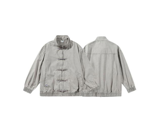 Jeera 168 Jeera 168 Light Gray Chinese Collar Zipper Jacket - view 3