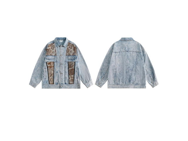 Jeera 168 Jeera 168 Paisley Caramel Color Bohemian Denim Jacket - view 3