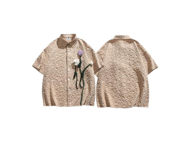 Jeera 168 Jeera 168 Triple Floral Short Sleeve Shirt Brown - view 3