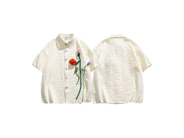 Jeera 168 Jeera 168 Triple Floral Short Sleeve Shirt Off-White - view 3