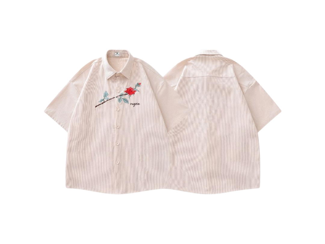 Jeera 168 (พร้อมส่ง) Apricot Red Rose Corduroy Shirt