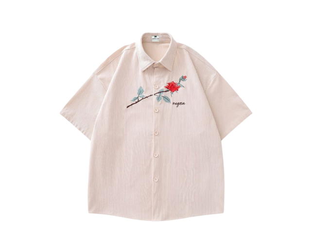 Jeera 168 (พร้อมส่ง) Apricot Red Rose Corduroy Shirt - view 2