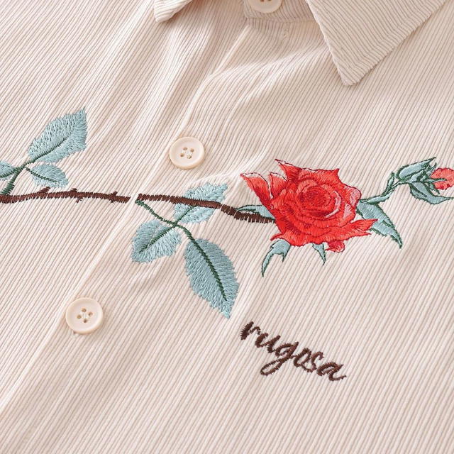 Jeera 168 (พร้อมส่ง) Apricot Red Rose Corduroy Shirt - view 5