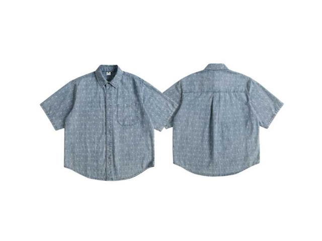 Jeera 168 (พร้อมส่ง) Jeera 168 Blossom print denim Short Sleeve Shirt - view 1