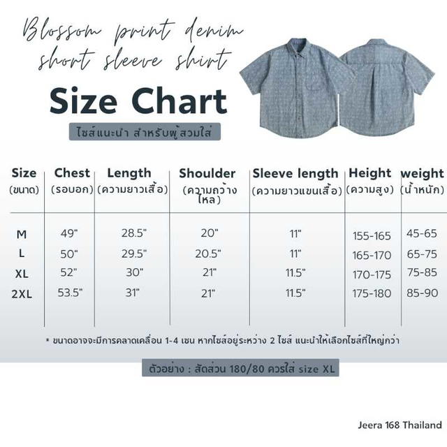 Jeera 168 (พร้อมส่ง) Jeera 168 Blossom print denim Short Sleeve Shirt - view 4