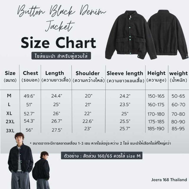 Jeera 168 (พร้อมส่ง) Jeera168 Button Black Denim Jacket - view 4