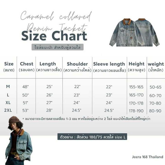 Jeera 168 (พร้อมส่ง) Jeera168 Caramel collared Denim Jacket - view 4