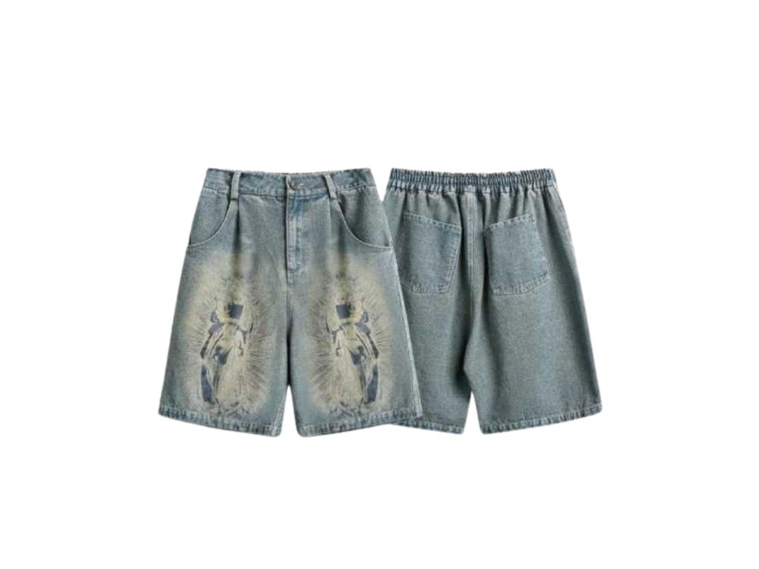 Jeera 168 (พร้อมส่ง) Jeera168 Classic printed denim Shorts Pants