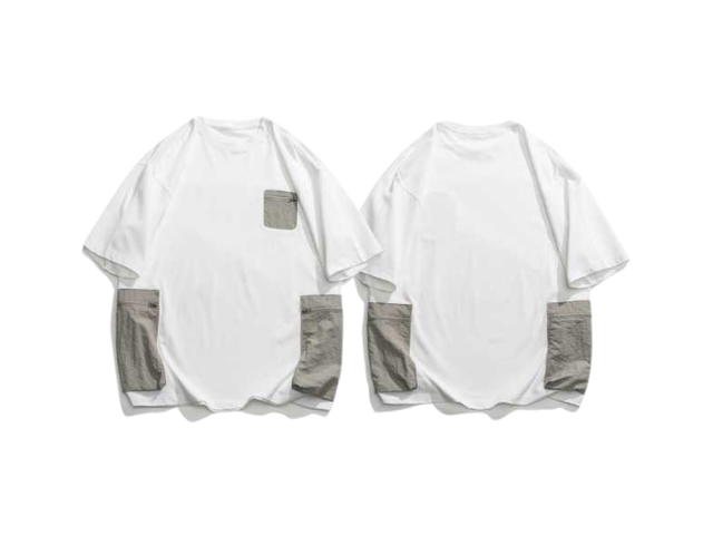 Jeera 168 (พร้อมส่ง) Jeera168 Color Block Zipper Pocket T-Shirt - White - view 1
