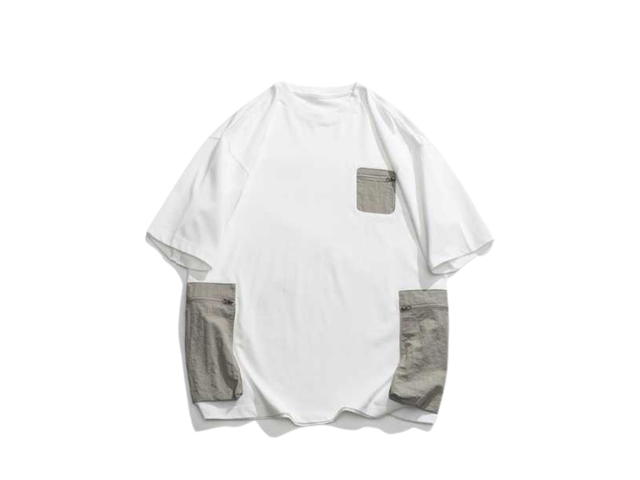 Jeera 168 (พร้อมส่ง) Jeera168 Color Block Zipper Pocket T-Shirt - White - view 2