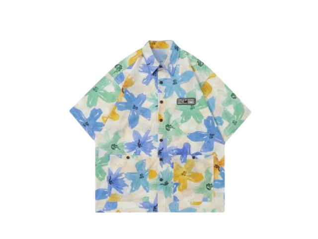 Jeera 168 (พร้อมส่ง) Jeera168 Frangipani Flower Hawaiian Shirt - Blue - view 2