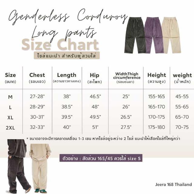 Jeera 168 (พร้อมส่ง) Jeera168 Genderless Corduroy Long pants- Dark Green - view 4