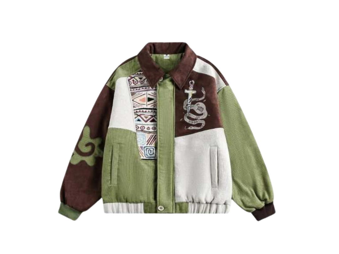Jeera 168 (พร้อมส่ง) Jeera168 Jacquard Patchwork Corduroy Jacket