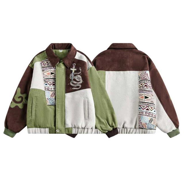 Jeera 168 (พร้อมส่ง) Jeera168 Jacquard Patchwork Corduroy Jacket - view 3