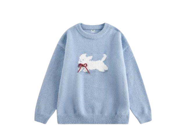 Jeera 168 (พร้อมส่ง) Jeera168 Westie tied Bow Sweater - Blue - view 2