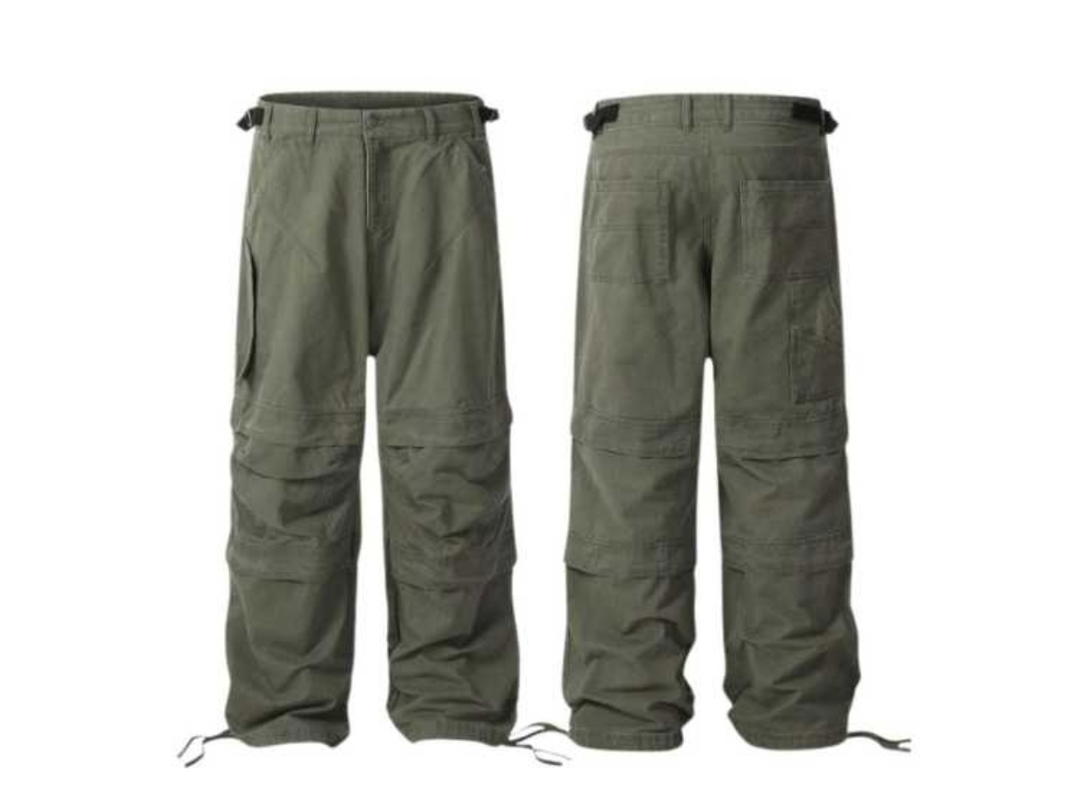 Jeera 168 (พร้อมส่ง) Vintage cargo leg rope Long pants - Green