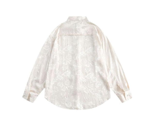 Jeera 168 Jeera 168 Beige Foliage Satin Shirt - view 2