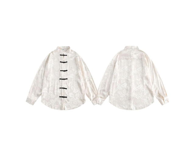 Jeera 168 Jeera 168 Beige Foliage Satin Shirt - view 3
