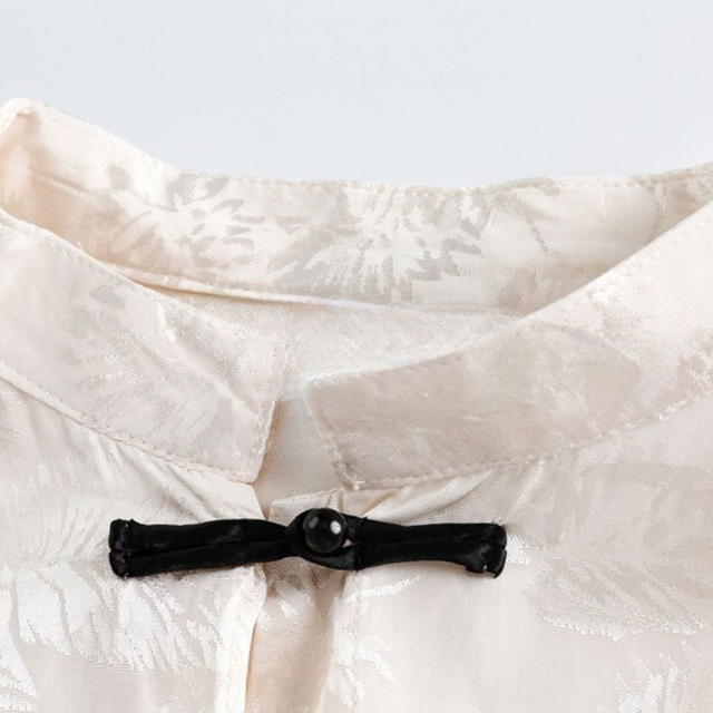 Jeera 168 Jeera 168 Beige Foliage Satin Shirt - view 5