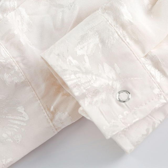 Jeera 168 Jeera 168 Beige Foliage Satin Shirt - view 6