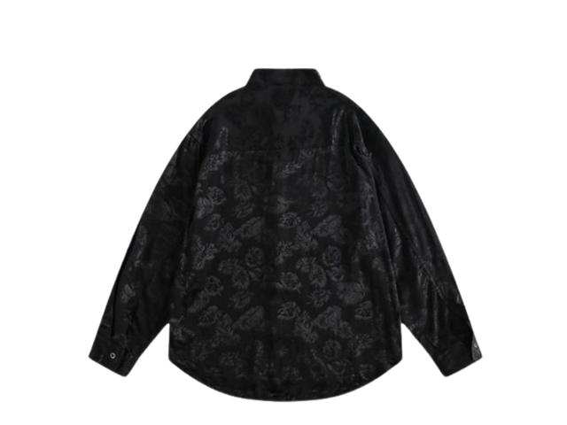 Jeera 168 Jeera 168 Black Foliage Satin Shirt - view 2