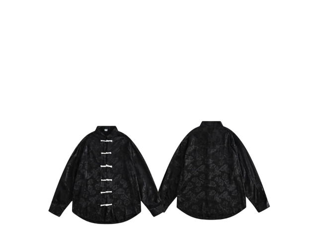 Jeera 168 Jeera 168 Black Foliage Satin Shirt - view 3