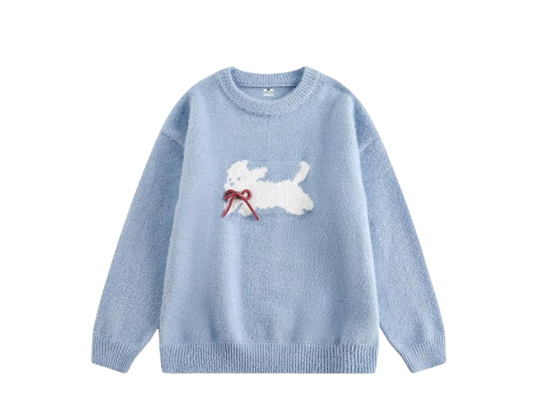 Jeera 168 Jeera 168 Blue Westie tied Bow Sweater