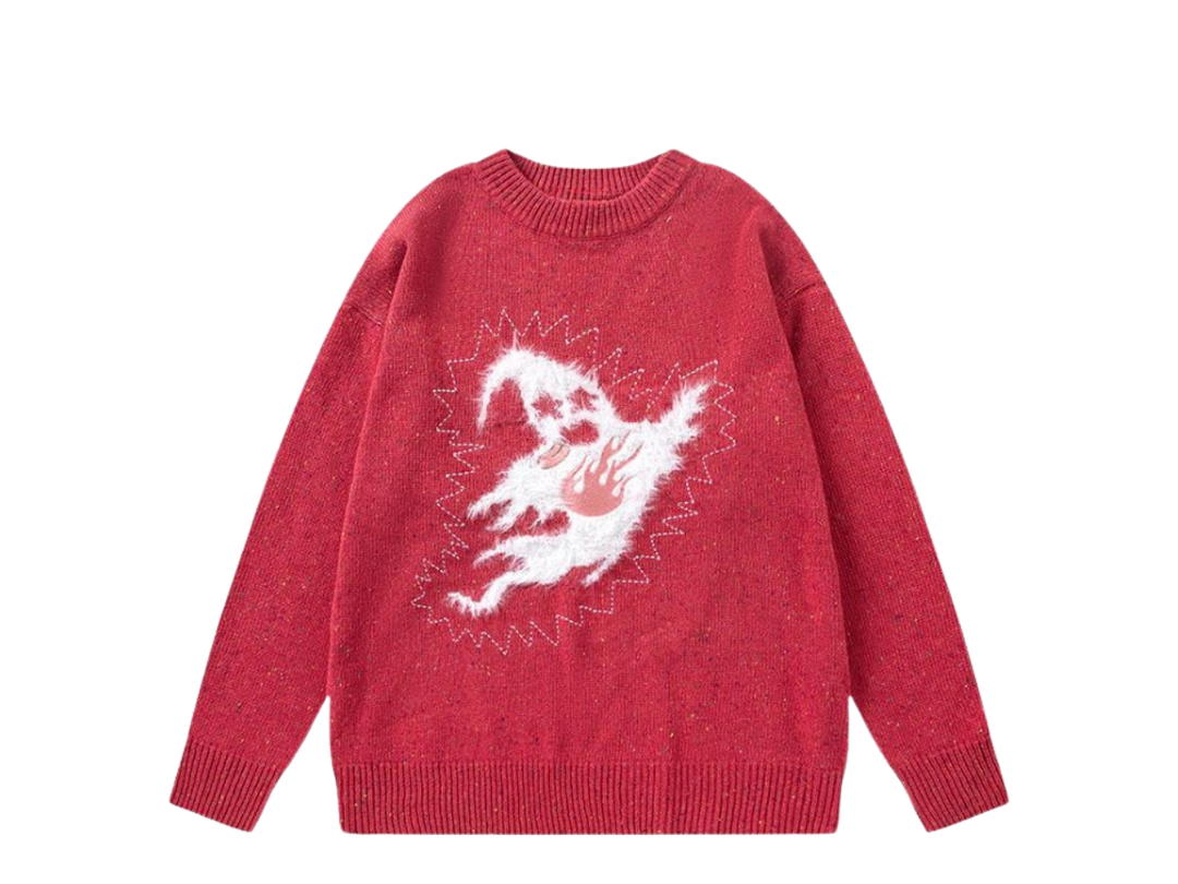 Jeera 168 Jeera 168 Red Floating ghost sweater