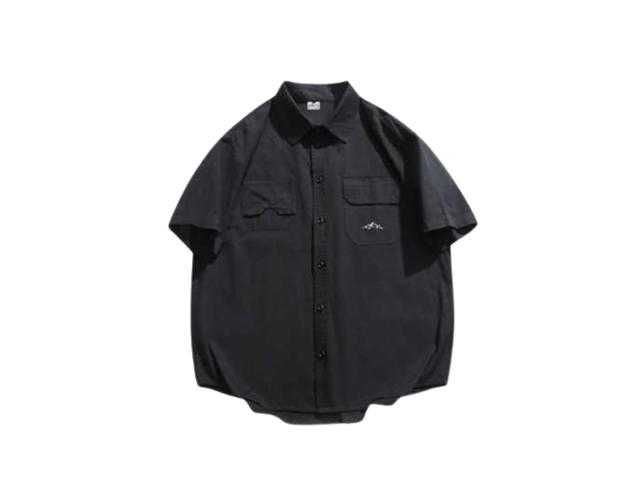 Jeera 168 Jeera168 | Black Japanese Work Short Sleeve Shirt (พร้อมส่ง) - view 1