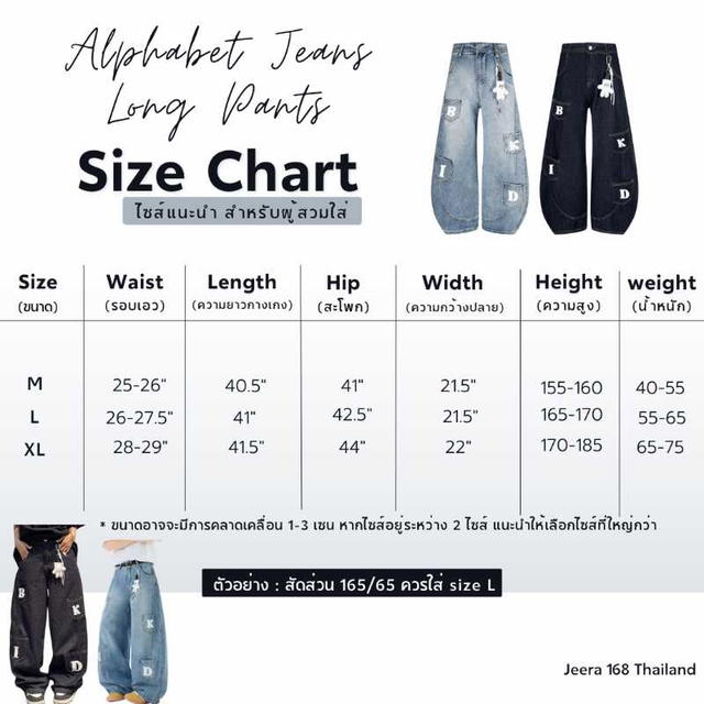 Jeera 168 Jeera168 | Blue Alphabet Jeans Long Pants (พรีออเดอร์) - view 4