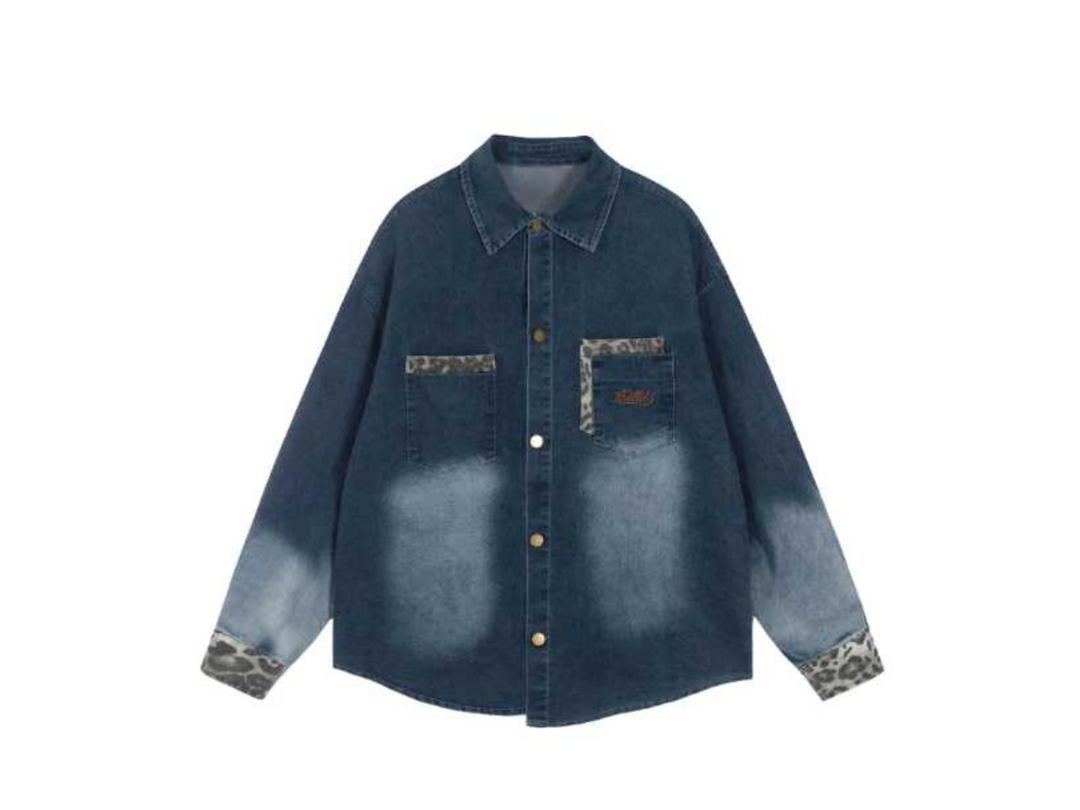 Jeera 168 Jeera168 | Blue Street Leopard Print Denim Shirt (พรีออเดอร์)