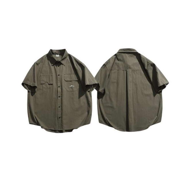Jeera 168 Jeera168 | Green Japanese Work Short Sleeve Shirt (พร้อมส่ง) - view 3