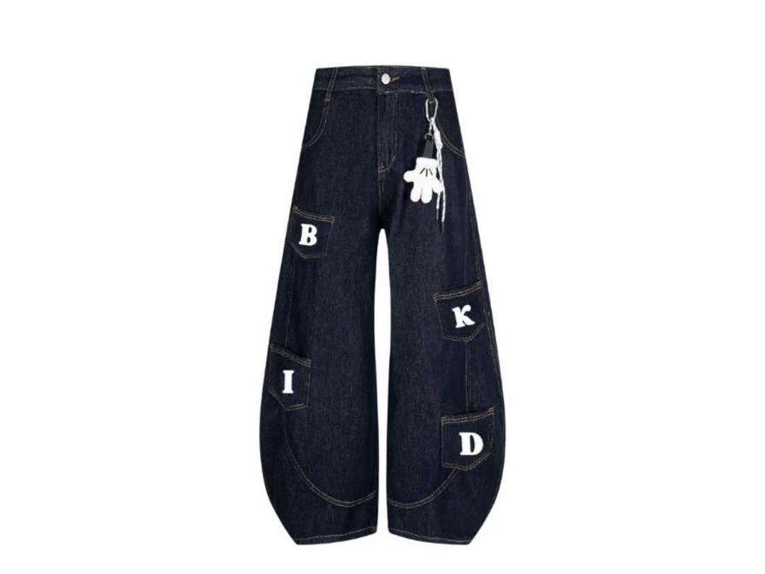 Jeera 168 Jeera168 | Navy Alphabet Jeans Long Pants (พรีออเดอร์)
