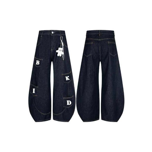 Jeera 168 Jeera168 | Navy Alphabet Jeans Long Pants (พรีออเดอร์) - view 3