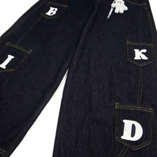 Jeera 168 Jeera168 | Navy Alphabet Jeans Long Pants (พรีออเดอร์) - view 4