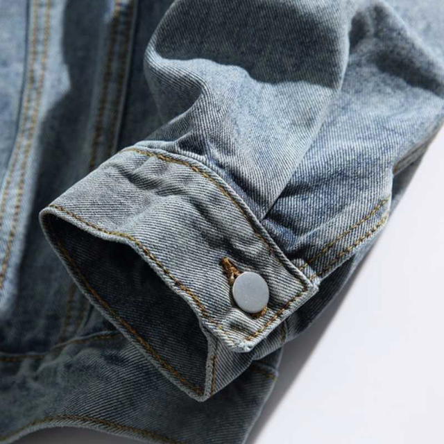 Jeera 168 Jeera168 |Blue Brown Stand Collar Denim Jacket (พรีออเดอร์) - view 5