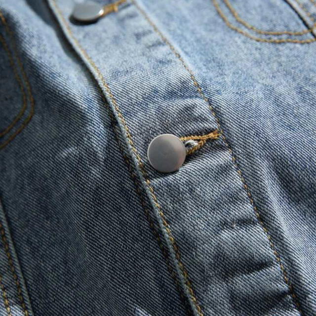 Jeera 168 Jeera168 |Blue Brown Stand Collar Denim Jacket (พรีออเดอร์) - view 6