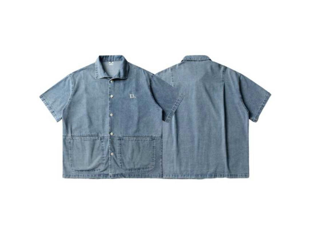 Jeera 168 Jeera168 B basic Jeans Short Sleeve Shirt-Blue (พรีออเดอร์)