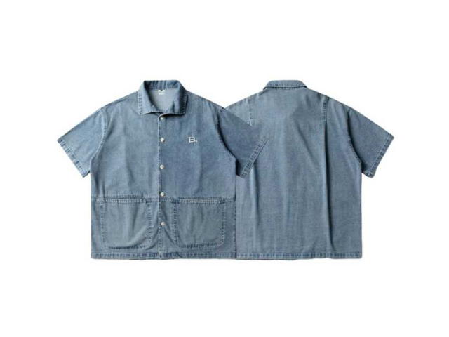 Jeera 168 Jeera168 B basic Jeans Short Sleeve Shirt-Blue (พรีออเดอร์) - view 1