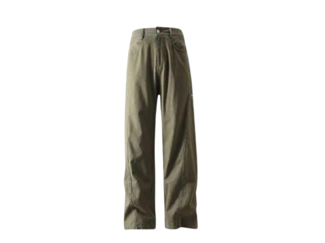Jeera 168 Jeera168 Simple wide-leg Long Pants - Green (พร้อมส่ง)